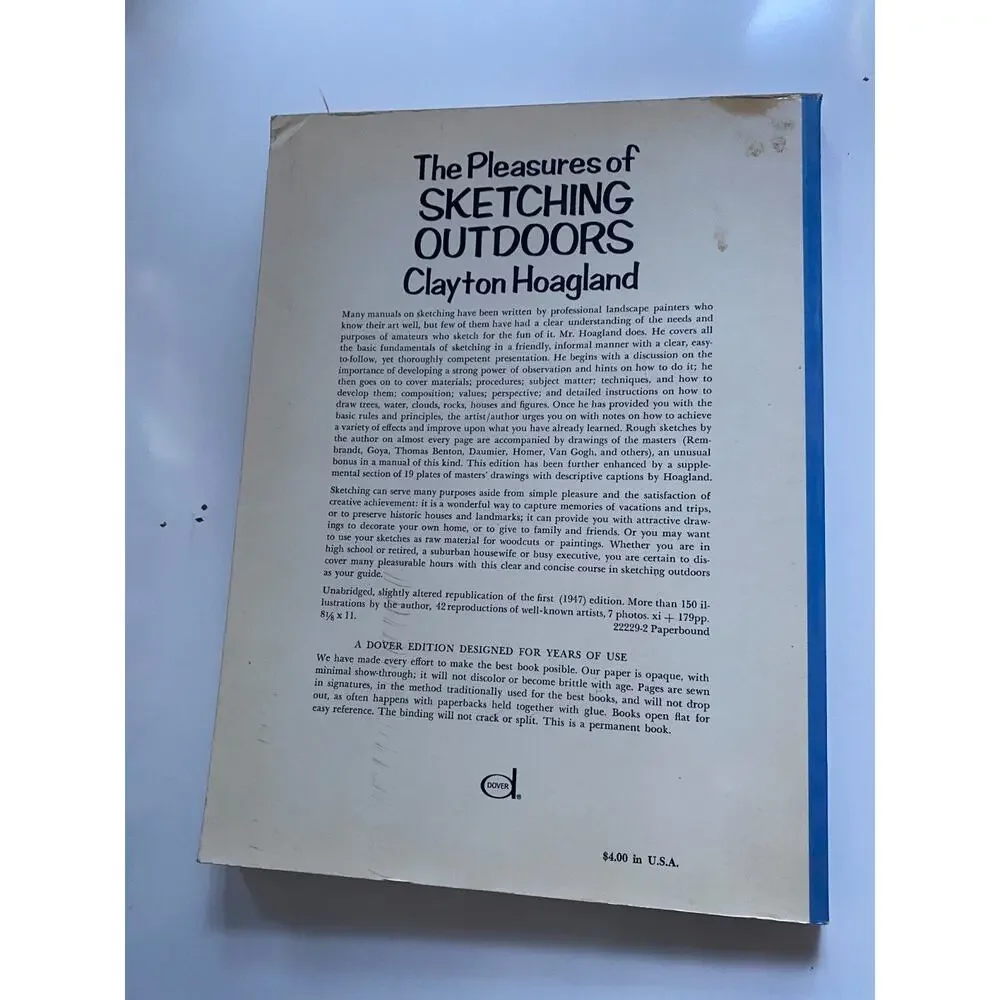 1969 Vintage The Pleasures of Sketching Outdoors Clayton Hoagland Vintage Book